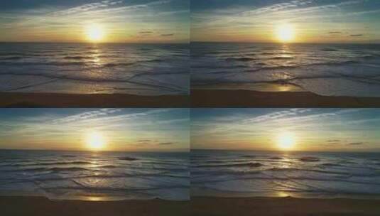 大西洋大浪和日落的天线高清在线视频素材下载