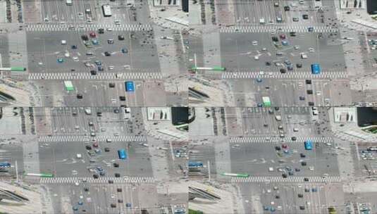 俯拍城市交叉路口交通竖屏高清在线视频素材下载