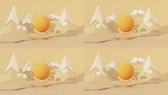 几何抽象背景的太阳和沙漠主题高清在线视频素材下载
