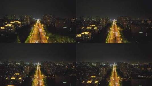 江苏城市夜景交通航拍高清在线视频素材下载