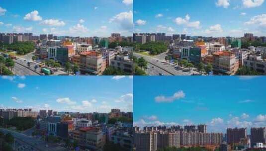 蓝天白云城市街景延时摄影高清在线视频素材下载
