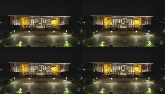 福建泉州市政府夜景灯光航拍高清在线视频素材下载