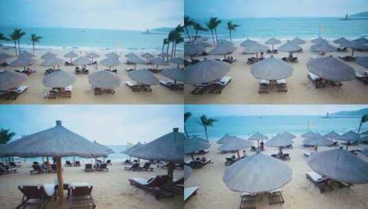 海边大海沙滩遮阳伞高清在线视频素材下载