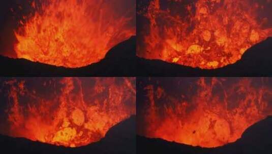 火山口岩浆喷发高清在线视频素材下载