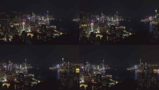 长焦香港维多利亚港夜和香港CBD夜景8K高清在线视频素材下载