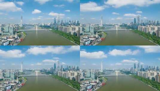 广州电视塔珠江两岸延时航拍09高清在线视频素材下载