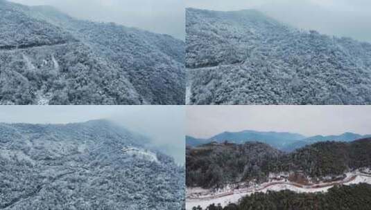 航拍林海雪原山林雾松高清在线视频素材下载