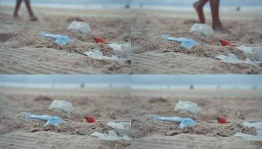 沙滩上捡垃圾高清在线视频素材下载