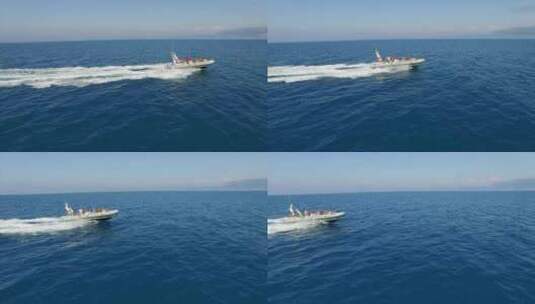 阿尔巴尼亚海洋上的快艇高清在线视频素材下载