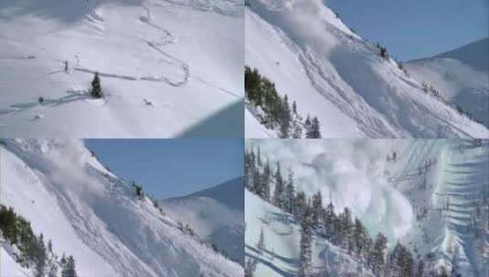 雪崩大自然探险雪景高清在线视频素材下载
