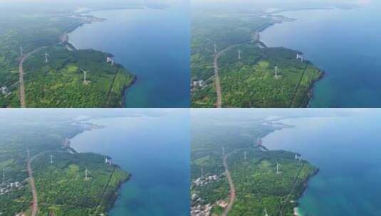 航拍海南环岛公路海洋森林海岸与海岸线航拍高清在线视频素材下载