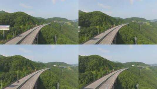 群山 高速公路 航拍高清在线视频素材下载