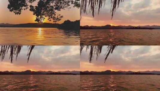 杭州西湖夕阳4K视频高清在线视频素材下载