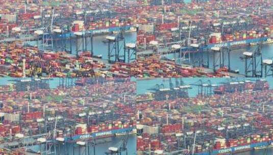 航拍深圳盐田港进出口货运物流集装箱码头高清在线视频素材下载