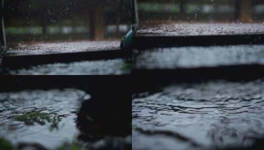 下大雨空镜意象镜头雨天雨水高清在线视频素材下载