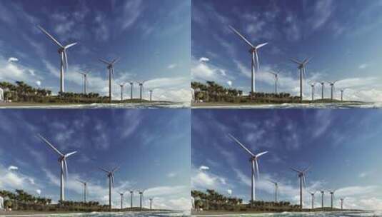 风力发电机发车风能新能源高清在线视频素材下载