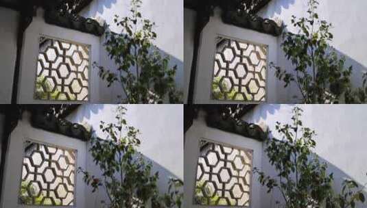 苏州园林拙政园 花窗屋檐光影中式园林高清在线视频素材下载