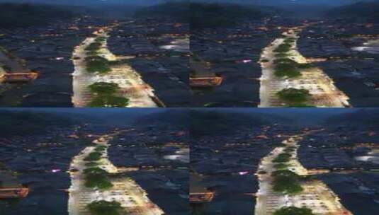 贵州肇兴侗寨夜景航拍高清在线视频素材下载