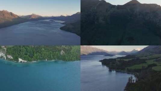航拍新西兰格林诺奇清晨风光高清在线视频素材下载