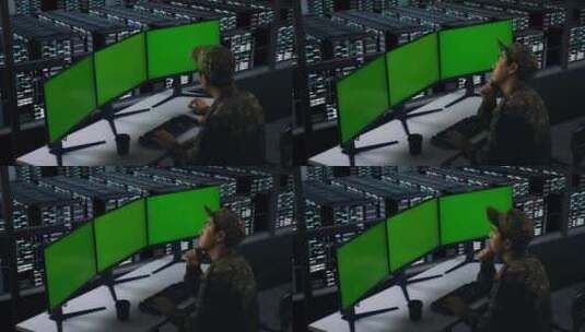 在数据中心使用模拟计算机显示器时的亚洲军高清在线视频素材下载