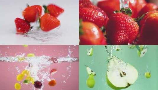 不同水果落水广告画面高清在线视频素材下载