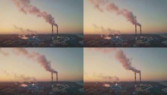 工业工厂污染，烟囱废气。工业区高清在线视频素材下载
