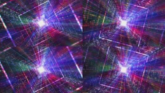 绚丽彩色粒子光线未来高科技时空隧道穿梭高清在线视频素材下载