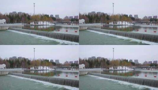 寒冬雪后湖泊自然风景高清在线视频素材下载