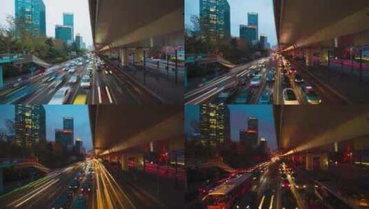 车流延时 城市车流 城市交通延时高清在线视频素材下载