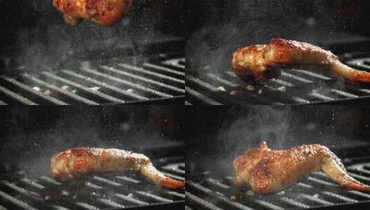 鸡翅鸡腿肉腌制加工特写慢动作镜头高清在线视频素材下载