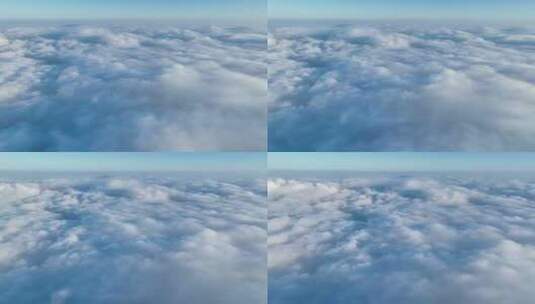 高空航拍蓝天白云与翻腾云海高清在线视频素材下载