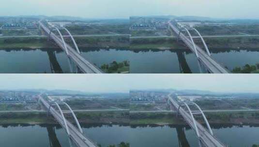 广安市官盛渠江大桥高清在线视频素材下载