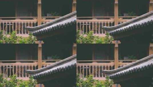 下雨天的中国古建筑屋檐高清在线视频素材下载