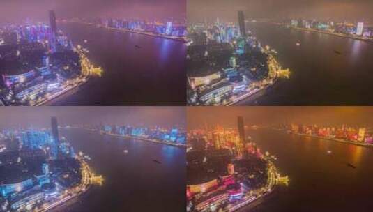 8K武汉长江汉江两江四岸夜景航拍延时高清在线视频素材下载