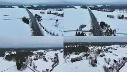 4K航拍北欧瑞典雪景自然美景高清在线视频素材下载