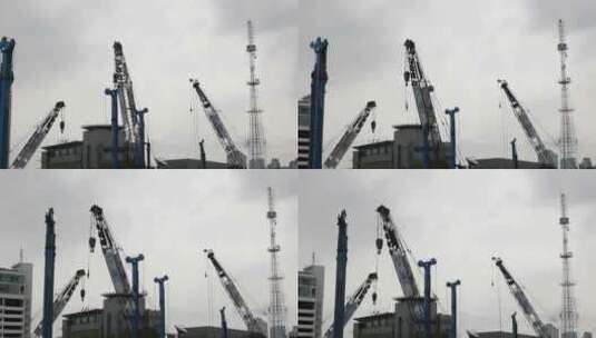 工地施工塔吊作业城市建设高清在线视频素材下载
