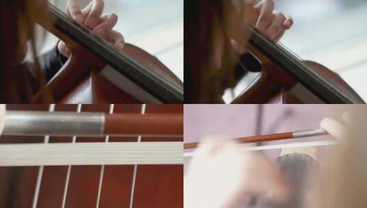 大提琴演奏细节特写高清在线视频素材下载