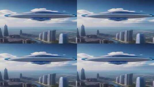 竖屏科幻未来城市UFO飞行器高清在线视频素材下载