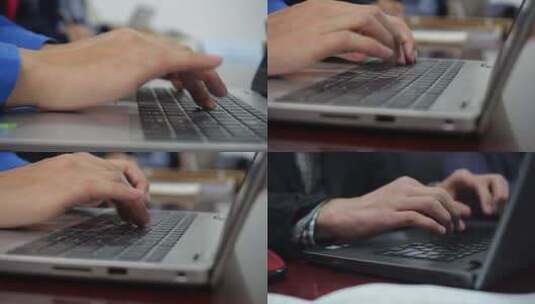 白领工作人员使用笔记本键盘打字特写高清在线视频素材下载