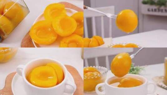黄桃罐头 黄桃 水果黄桃罐头高清在线视频素材下载