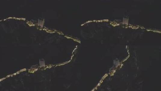 航拍司马台长城夜景高清在线视频素材下载