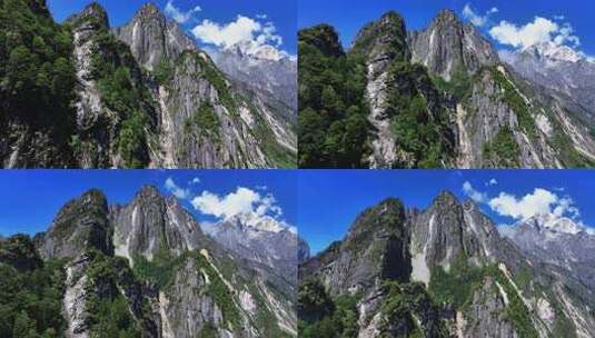 航拍四川甘孜磨西镇燕子沟高山岩石风光高清在线视频素材下载