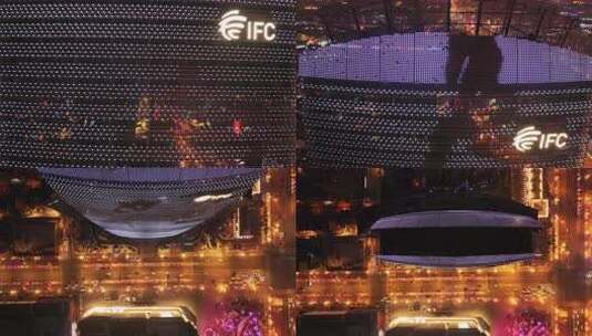 IFC大楼外璀璨夜景灯光秀高清在线视频素材下载