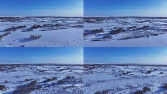 海拉尔河湿地雪景航拍高清在线视频素材下载