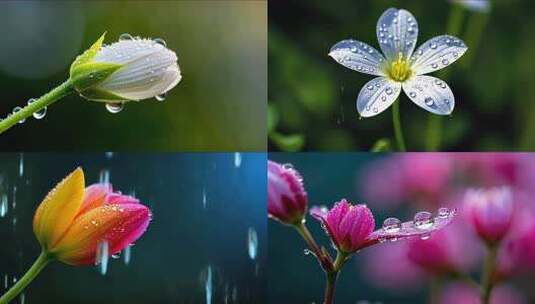 唯美花朵 春天 雨水露水 花朵高清在线视频素材下载