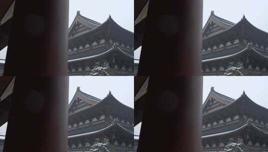 杭州径山寺中式古建筑寺庙雪景高清在线视频素材下载