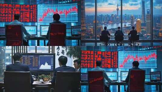 金融精英俯瞰上海陆家嘴股票分析师团队会议高清在线视频素材下载