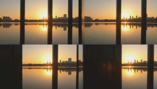 湖面金色逆光夕阳高清在线视频素材下载