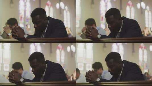 信徒在教堂里祈祷高清在线视频素材下载