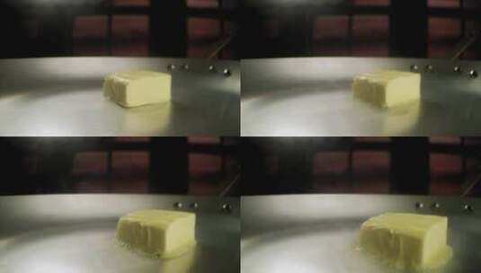 落入锅中正在融化的黄油高清在线视频素材下载